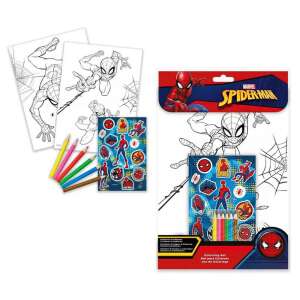 Marvel Spiderman coloring and sticker set with 8 coloring pages, 6 crayons and 1 sheet of stickers - Activity Book, Coloring