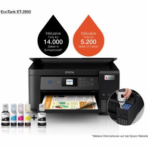 Epson EcoTank ET-2850 Multifunktionsdrucker mit Tintenflaschen - Bürotechnik