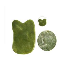 Jáde Gua Sha eszköz arc- és testmasszázshoz, zöld színben - Jade