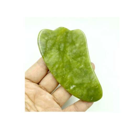 Jade Gua Sha Stein für Gesichts- und Körpermassage, gewellter Stil, 7cm