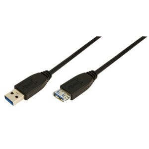 Przedłużacz USB 3.0 LogiLink, Typ A do A, 2m, Czarny - Kabel USB