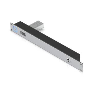 Angled view of Ubiquiti UniFi Cloud Key Gen2 Rack Mount Kit with power adapter - Ubiquiti