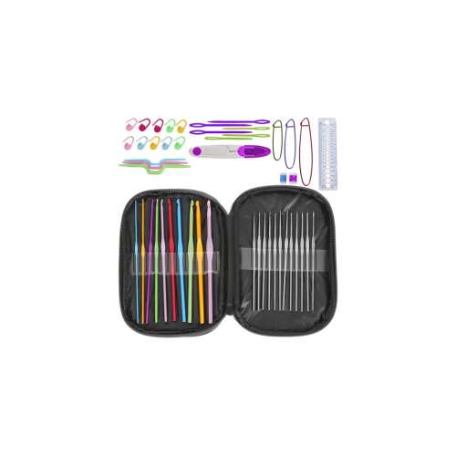 Crochet hook set with accessories in a zippered case, 50 pieces