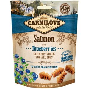 Carnilove Lachs und Blaubeeren Hundesnacks, getreidefreier knuspriger Snack für alle Hunde - Viehzucht