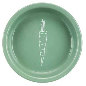 Trixie Kerámia Tál Nyulaknak, 200ml, 14cm, Zöld Sárgarépa Mintával - Rágcsáló etető