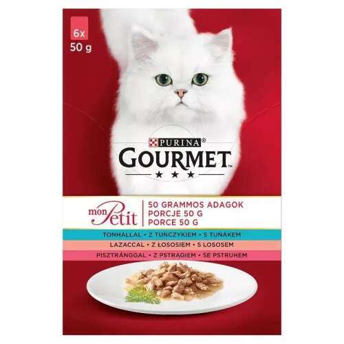 Purina Gourmet Mon Petit mokra karma dla kota, tuńczyk, łosoś, pstrąg smak, 6x50g