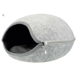 Trixie Luna világosszürke macska barlang ágy, cipzáras bejárattal - Macska fekhely