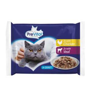 Prevital macskaeledel vital pack 4x100g csirkével és borjúval szószban - PreVital