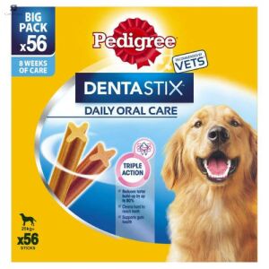 Pedigree DentaStix nagytestű kutyáknak, 56 darabos, napi szájápolás, állatorvosok által ajánlott - Kutya jutalomfalat
