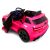 Hátsó ferde nézet a rózsaszín Audi RS6 GT elektromos kisautóról gyerekeknek, nyitott ajtóval