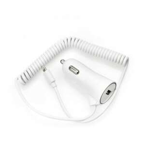 Fehér Bluestar autós töltő tekeredő kábellel és lightning csatlakozóval - Autós töltő