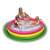 Kids playing in Intex Sunset 3-ring inflatable pool, pink, yellow, green, 45 inches diameter, 10 inches height