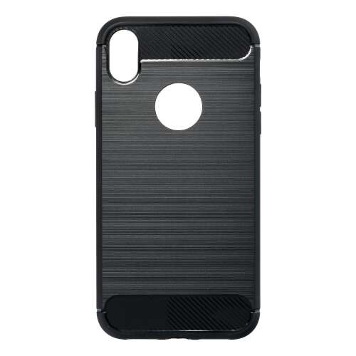 Schwarzes Carbonfaser iPhone X / XS Silikon Case
