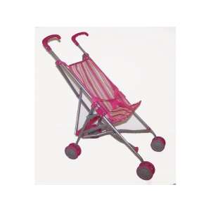 Różowy wózek dla lalek ze wzorzystym materiałem, składany, dla dzieci - Wózek do gier
