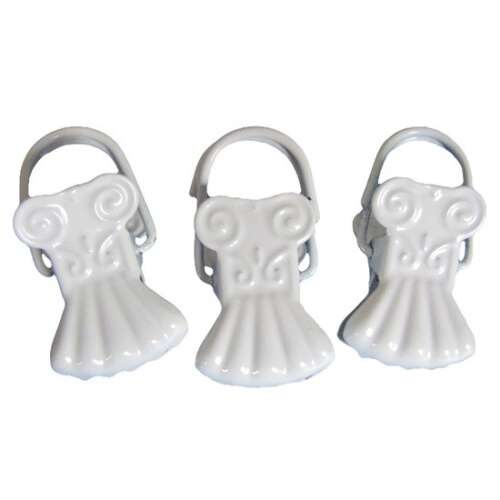 Fehér dekoratív függönycsipeszek, 3 darabos szett, kicsi méret