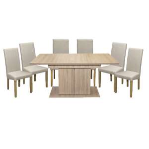 Venezia Étkezőgarnitúra - 8 Személyes Asztal + 6 Szék - Sonoma