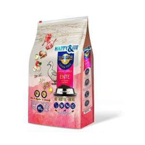 Happy&Fit Superior Hipoallergén Kacsa, halolajjal és almával 10kg szárazeledel - Állattartás
