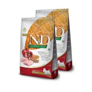 N&D Ancestral Grain Csirke, Tönköly, Zab & Gránátalma Felnőtt Mini Kutyaeledel 2x2,5kg - N&D