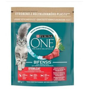 Purina ONE Bifensis Sterilcat száraz macskaeledel marhahússal, 800g-os csomag - One