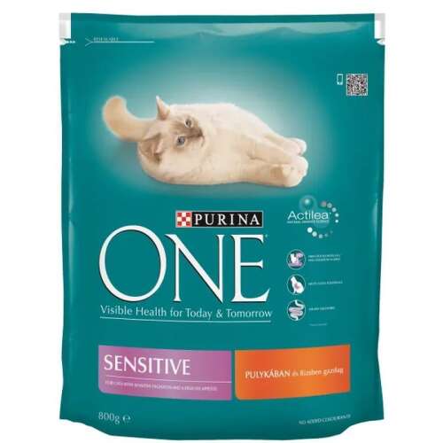 Purina ONE Sensitive Száraz Macskaeledel - Pulyka és Rizs, 800g