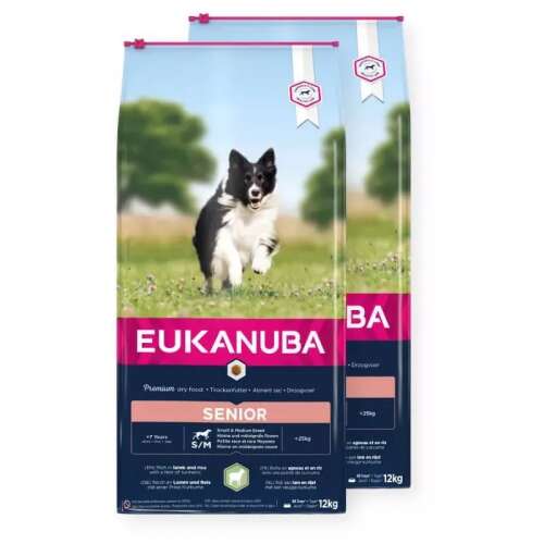 Eukanuba Senior Kis és Közepes Testű Bárány és Rizs Száraz Kutyatáp, 2x12kg - Eukanuba