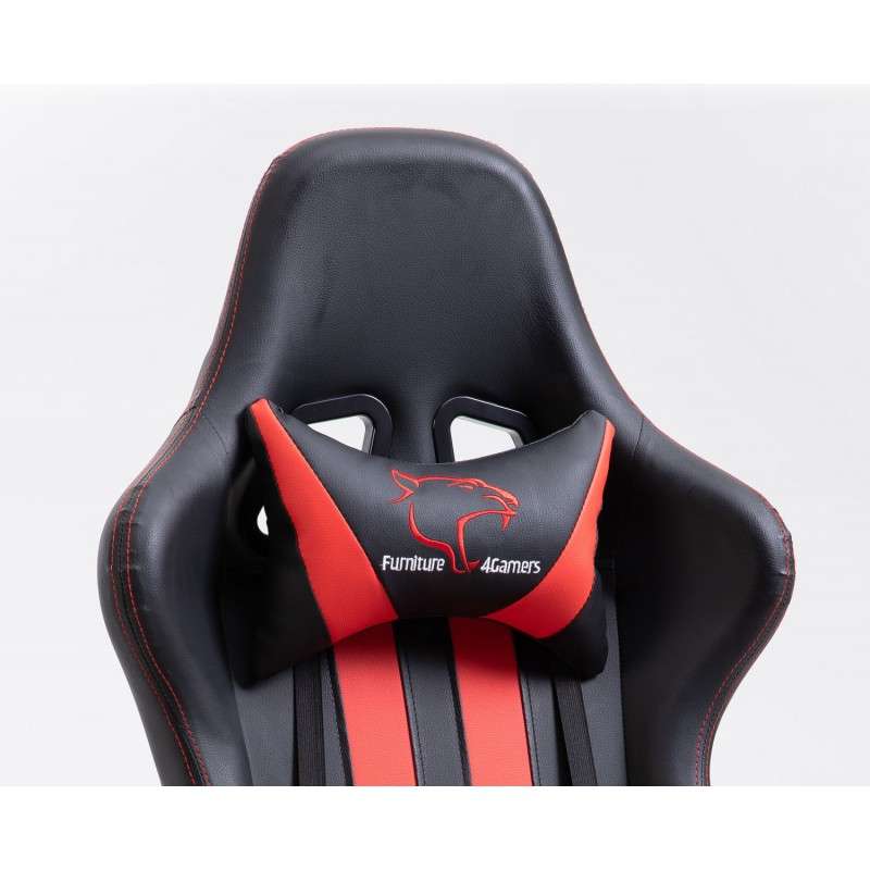 Akord furniture factory dark gamer szék nyak- és derékpárnával, ökobőr, 130 kg, fekete-piros