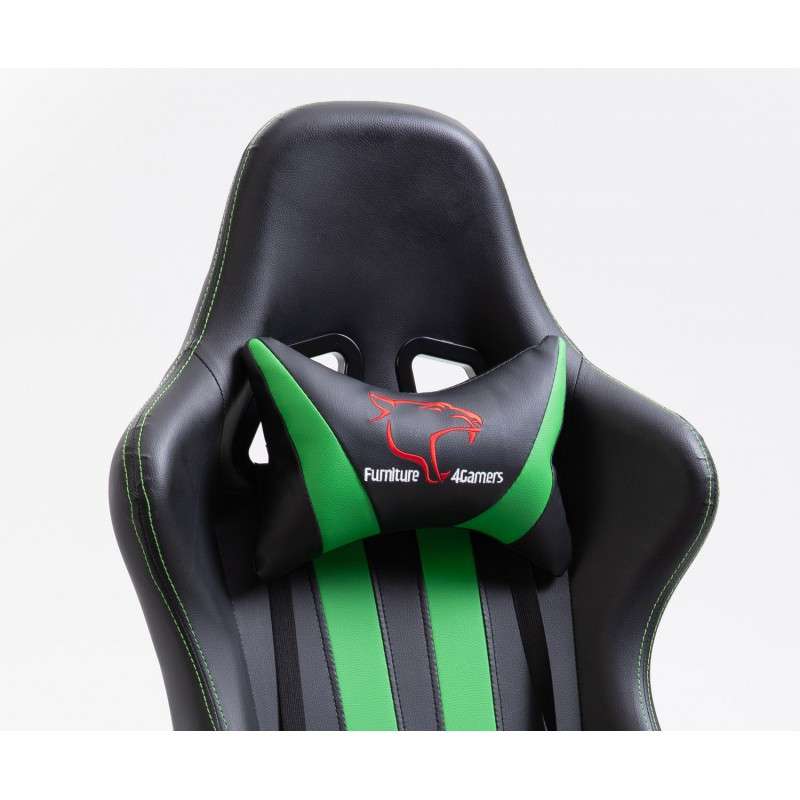 Akord furniture factory dark gamer szék nyak- és derékpárnával - zöld-fekete