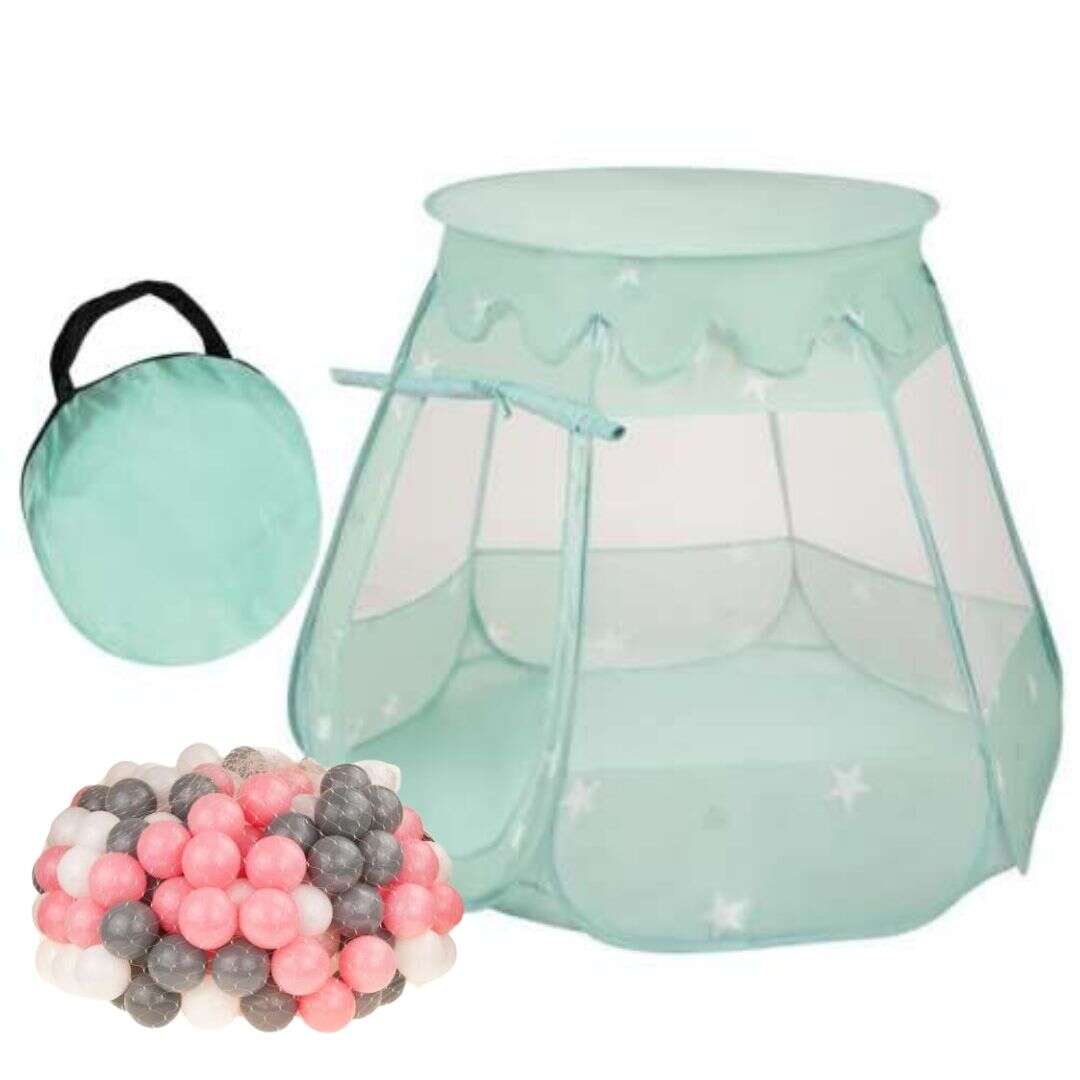 Aga Playcenter gyerek Játszósátor + labda #menta-rózsaszín