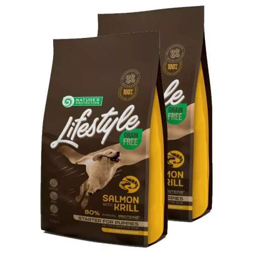 Natures Protection Lifestyle Grain Free Lazac Krill-el Kölyökkutyaeledel 2x1.5kg - Száraz kutyaeledel