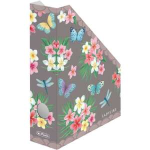 Herlitz Ladylike Butterflies 7cm Karton-Aktenordner, grau mit Blumen- und Schmetterlingsmuster - Dokumenten-Stehsammler