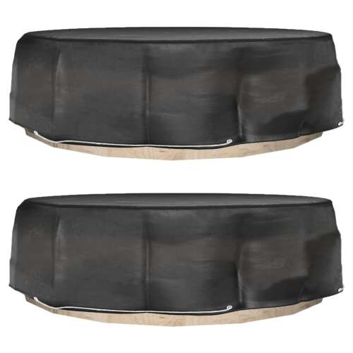 vidaXL 2 db kerek sziget-társalgóhuzat 8 fűzőlyukkal, fekete, Ø188 x 50 cm