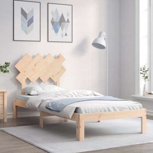 vidaXL tömör fenyőfa ágykeret fejtámlával, 90 x 200 cm - Ágykeret