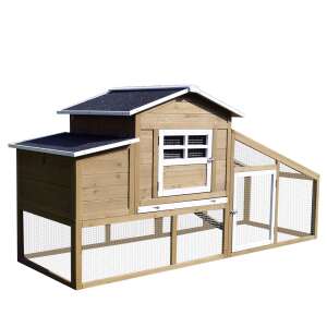 PawHut csirkeól, fa ól fészkelődobozal, futóval és rámpával, 200x80x105 cm - PawHut