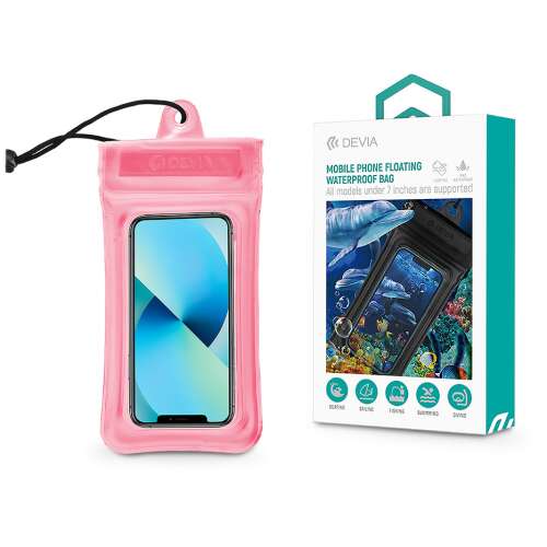 Devia Mobile Phone Floating Waterproof Bag, pink, for phones up to 7 inches
