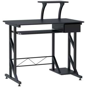 HOMCOM íróasztal, csúszó fiók, acél / MDF, 90 x 50 x 95 cm, fekete 60841725 Íróasztalok