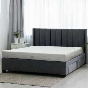 Best Sleep Saltea Dream Aloe Vera mattress on a bed frame with grey headboard and drawers - Furniture
