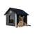 Chill insulated dog house XL in black with a dog in front of it