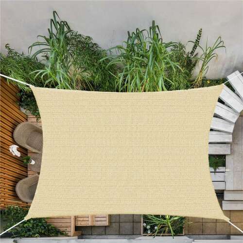 Springos beige rectangular shade sail 2x4m installed in garden
