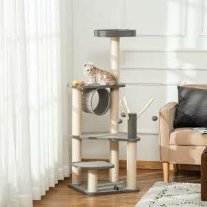 Macska használja a PawHut macskajátékot kaparófával és alagúttal - PawHut