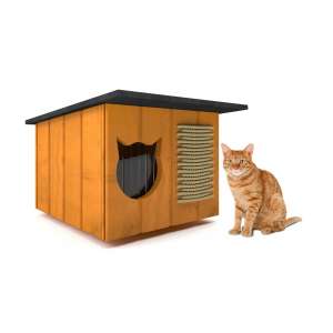 Chill acoperiș plat izolat izolat Casă de pisică #redwood 31646346 Articole pentru pisici