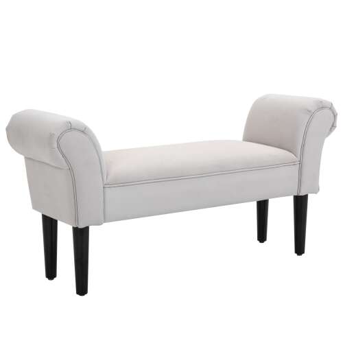 Kárpitozott pad, Homcom, fa/textil, hengerelt kartámasz, 102 x 31 x 51 cm, Hamuszürke