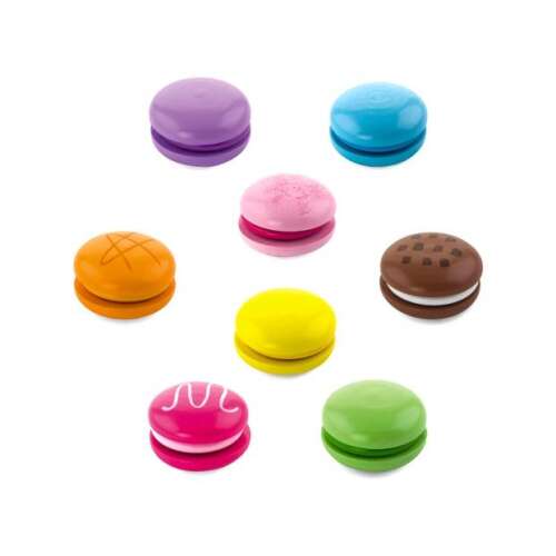 8 darabos színes fa macaron készlet, játék étel gyerekeknek