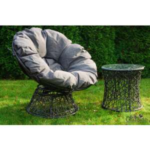 Drehbarer Twist grauer Rattan Garten Sessel mit Tisch - Garten