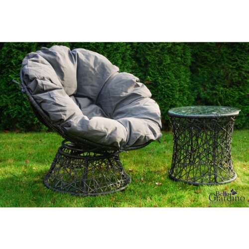 Drehbarer Twist grauer Rattan Garten Sessel mit Tisch