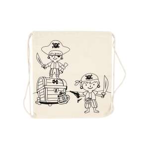 Színezhető kalóz tornazsák, üres vászon táska gyerekeknek, kalóz témájú táska színezéshez - Tornazsák