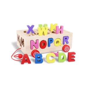 Joc de sortare a formelor din lemn cu alfabet, jucărie educativă pentru bebeluși, recunoașterea literelor, dezvoltarea abilităților motorii fine - Jocuri de sortare a formelor