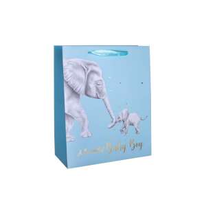 Sac de cadouri albastru cu design cu elefant și elefant mic, perfect pentru cadouri pentru băieți - Nonbrand Pungi cadou