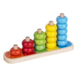 Drevená hračka na počítanie s farebnými krúžkami, 16 dielov, pre predškolákov - Hračky pre rozvoj škôlkarov
