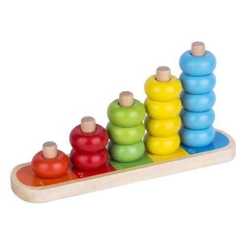 Drewniana zabawka do liczenia z kolorowymi pierścieniami, 16 elementów, dla przedszkolaków