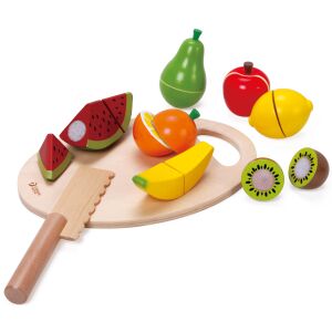 Set de fructe de tăiat din lemn Classic World cu tocător și cuțit - Joacă alimente